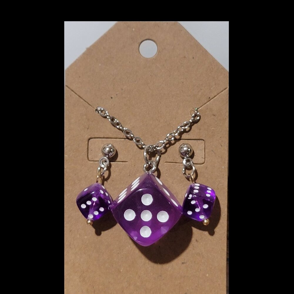 Purple Dice Jewelry Set